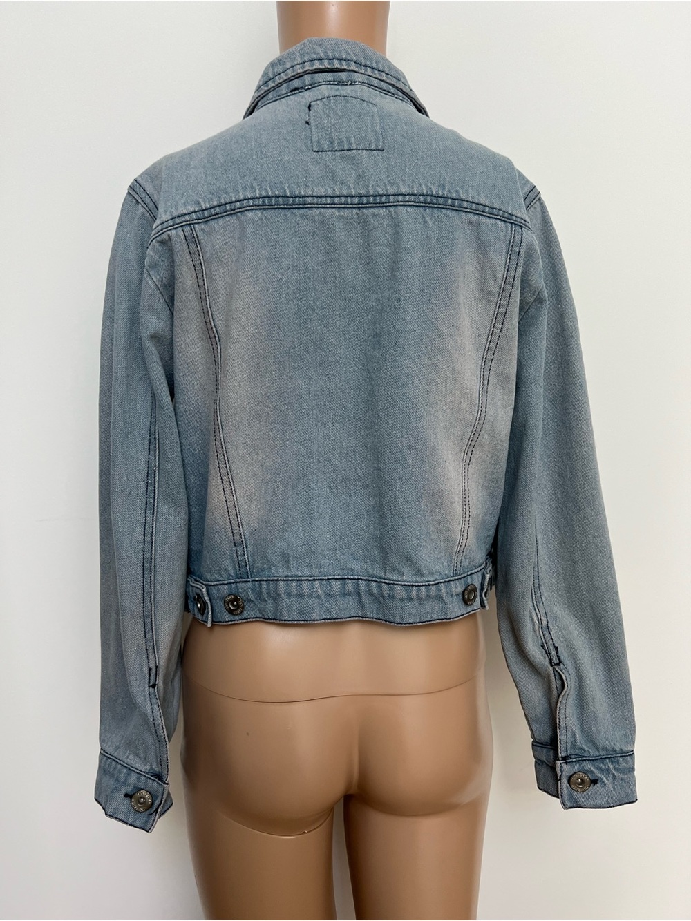 On Fire Light Blue Denim Jacket - Button-Front Jean Jacket - Picture 5 of 6